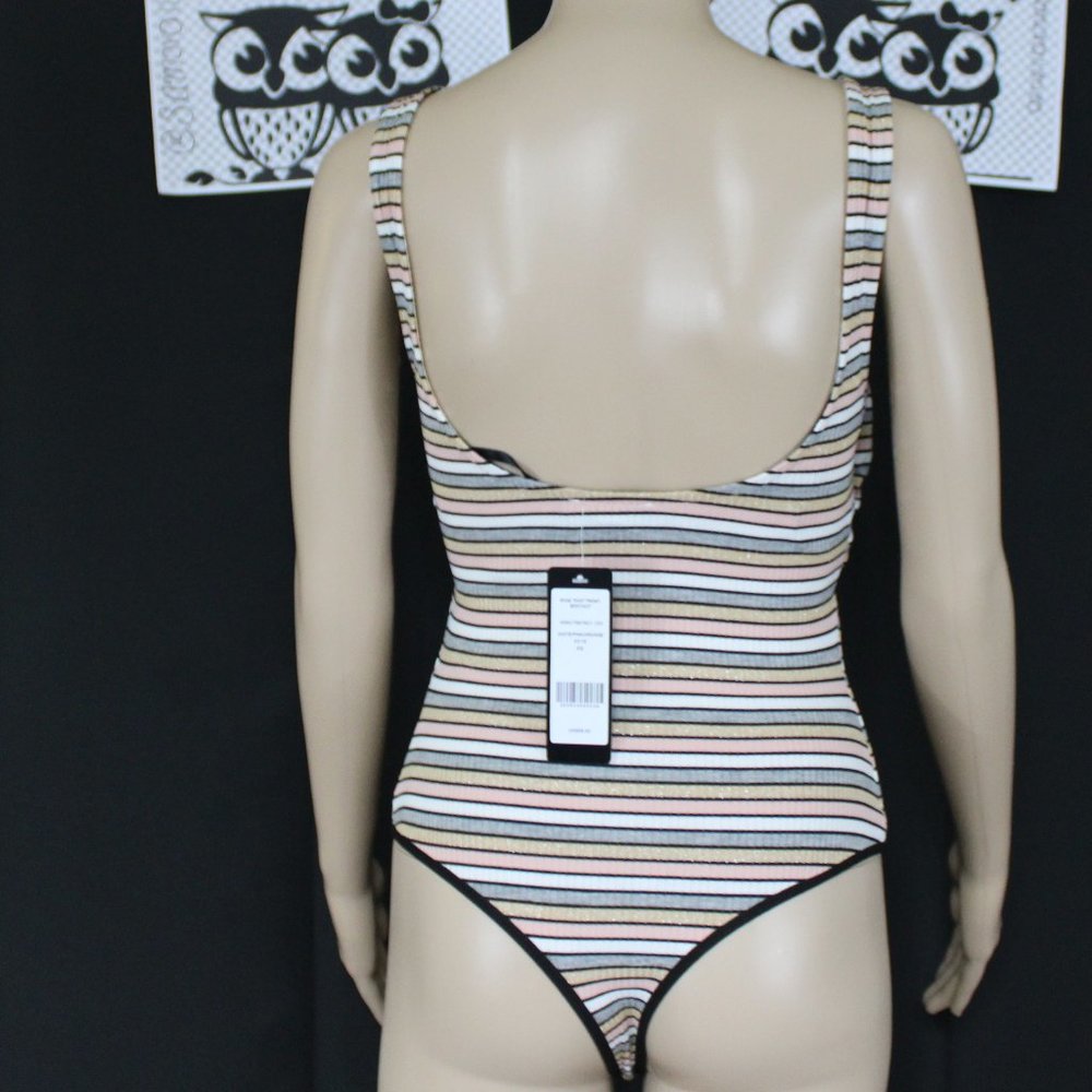 Bebe Bodysuit with Colorful Striped Print - Picture 4 of 5